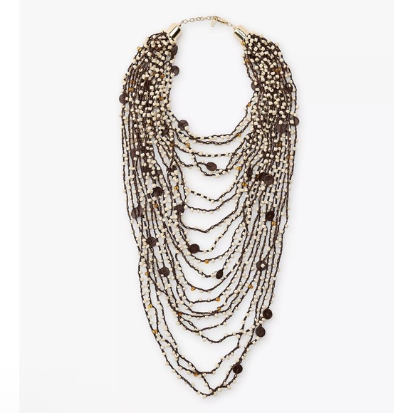 ZARA BEADED LONG SHELL BOHO WATERFALL NECKLACE- Earthcore Artisan Earthy NWT